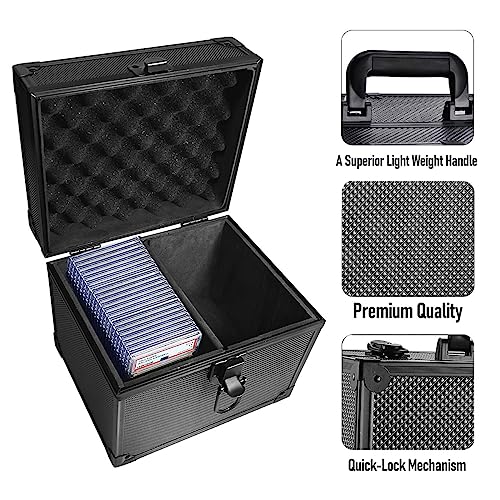 Graded Card Slab Storage Box Fits 44 PSA/BGS/FGS/SGC Graded Cards - Top Loader Card Holder Case Collector Box for MTG/Sport Card Holder fits Slabs/Sleeved Cards (Double Slot)