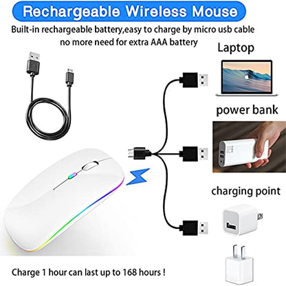 PEIBO Bluetooth Wireless Mouse for Laptop mac MacBook ipad MacBook air MacBook pro pc Desktop Computer Windows Chromebook Notebook (White White) - color: white white