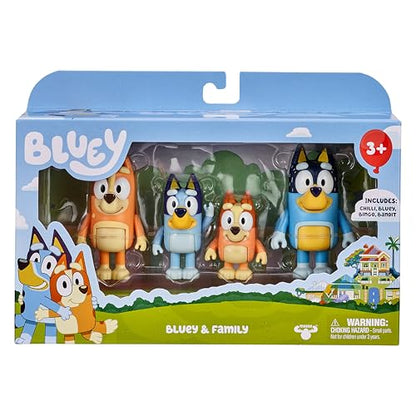 Bluey Family Figure 4-Pack, Poseable Toys with Bingo & Bandit | Movable arms & legs, portable size for on-the-go play; toddler figurine toys for kids ages 3+, thoughtful gift - style: Bluey & Family