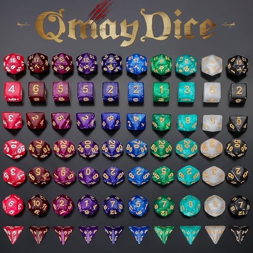 QMay DND Dice Set 10x7 (70 Pieces) Polyhedral Dice for Dungeons and Dragons D&D RPG MTG Role Playing Games with 1 Drawstring Bag - color: 10 Sets-70pcs