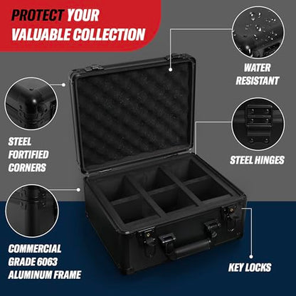 3 ROW Graded Card Storage Box, Holds 105+ PSA Slab Case for Sports Cards, Trading Card Case with Lock, BGS Card Carrying Case, Card Storage - size: 3 Row