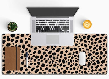 Desk Mat, Big Desk Pad, XL Extended Gaming Mouse Pad, Large Mouse Pad for Desk Rubber Base Mousepad with Stitched Edges, Keyboard Mouse Mat for Work, Game, Office, Home - Leopard Print - color: Leopard Print
