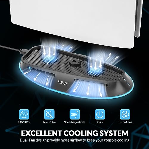 Cooling Stand with Dual Fans,Cooling Station Built-in RGB Light,for Host Battery,Compatible with PS5 Slim&PS5 Pro(All Version)