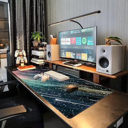 Baziabbo Cute Desk Mat,XXL Extended Large Mouse Pad,Gaming Mousepad with Stitched Edge,Non-Slip Rubber Base Keyboard Desk Pad for Home Office Study Game (Meteor) - color: Meteor
