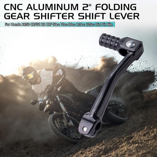 CNC Aluminum 2" Folding Gear Shifter Shift Lever for Honda XR50 CRF50 XR CRF 50cc 70cc 90cc 110cc 125cc Dirt Pit Bike (Black) - color: Black