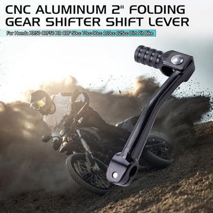 CNC Aluminum 2" Folding Gear Shifter Shift Lever for Honda XR50 CRF50 XR CRF 50cc 70cc 90cc 110cc 125cc Dirt Pit Bike (Black) - color: Black