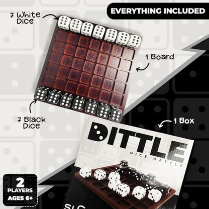 Dittle™- Dice Battle | 2 Player Dice Games for Adults | Adult Board Games for 2 Players | Best Two Player Game for Adults | Two Person Wooden Coffee Table Fun | Bar Game for Adult Indoor Tabletop