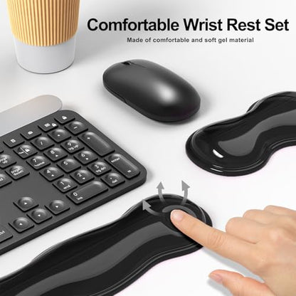 MOKURU Gel Keyboard and Mouse Wrist Rest Set, Comfort Ergonomic Wrist Support, for Wrist Pain Relief, Computer Keyboard Wrist Rest (Black) - color: Black