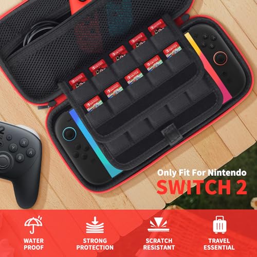 Cendron Carrying Case for Nintendo Switch 2 (2025) with 20 Games Cartridges, Scratch-Resistant & Strong Protection for Switch 2 Case, Protective Hard Shell Travel Bag Screen Protector Included