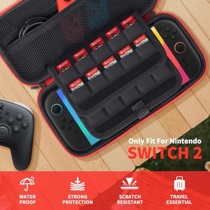 Cendron Carrying Case for Nintendo Switch 2 (2025) with 20 Games Cartridges, Scratch-Resistant & Strong Protection for Switch 2 Case, Protective Hard Shell Travel Bag Screen Protector Included