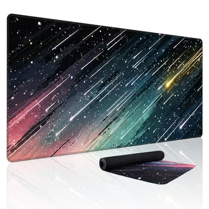 Baziabbo Cute Desk Mat,XXL Extended Large Mouse Pad,Gaming Mousepad with Stitched Edge,Non-Slip Rubber Base Keyboard Desk Pad for Home Office Study Game (Meteor) - color: Meteor