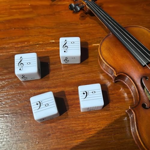 4Pcs Fun Five-Line Staff Music Note Dice, Large 25mm Music Theory Dice, Includes Two High-Pitched Symbols and Two Low-Pitched Symbols for Theory Learning - color: Music Dice-4 Pcs