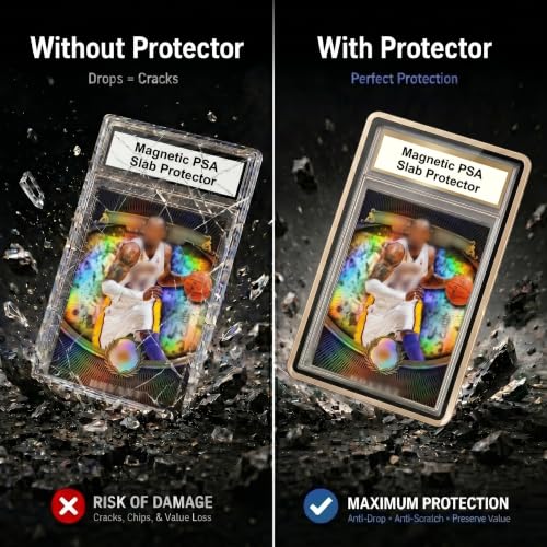 PSA Slab Case with 9-Point Secure Lock, Aluminum Alloy Graded Card Case, Magnetic UV Protection Slab Protector Fits 35PT PSA, CGC, CSG Cards, Professional Display Frame for Sports Cards (gold) - color: Gold