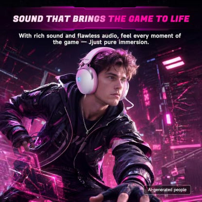 Acer 2.4GHz Wireless Gaming Headsets for PS5, PS4, PC, Switch, Tri-Mode Gaming Headphones with Noise Canceling Mic, Stereo Sound, 40+Hr Battery, 50mm Drivers - PinkWhite - color: PinkWhite