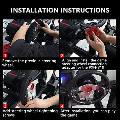 RASTP Aluminum Steering Wheel Hub Adapter, Sim Racing Gaming Steering Wheel Adapter for PXN V10 (Black)
