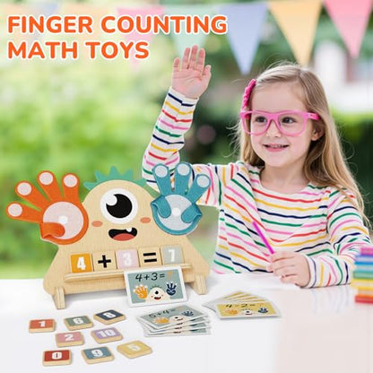 Finger Counting Math Toy for Kids 3-5, Montessori Monster Math Toy with Number Blocks, Hands-On Addition & Subtraction Learning Toy, Educational Birthday Gift for Toddlers - size: SIZE A