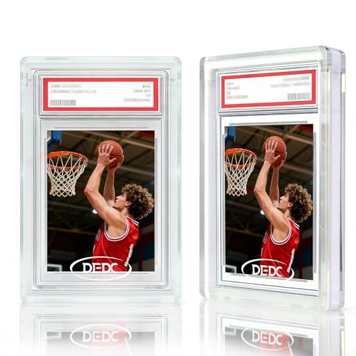 DEDC 2PCS Graded Card Acrylic Display Case for PSA 99.6% UVR Protection & 99.8% Clarity 2.3cm Thick Magnetic Standing Independently Display Box for Sport & TCG Trading Card White Frame with 1 Cloth - color: White, size: Fit for PSA