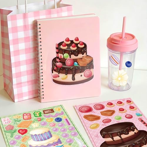 48 Sheets Birthday Stickers for Kids Toddlers, Make Your Own Cake Stickers, Happy Birthday Party Activities Favors Goodie Bag Filler for Kids Classroom - style: Cake 48 Sheets