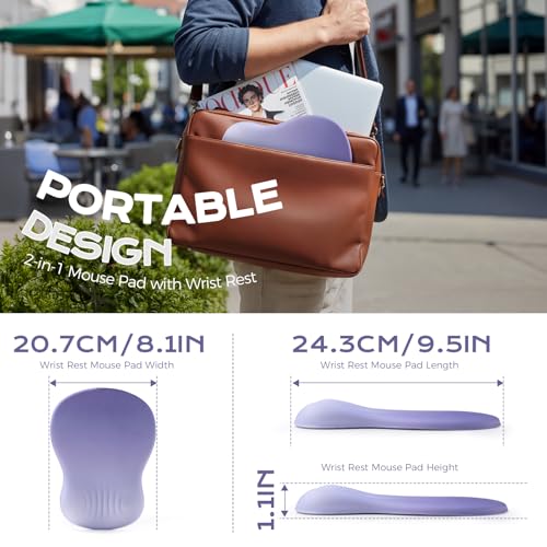 Ergonomic Mouse Pad with Wrist Rest - Purple Mousepad Wrist Support, Memory Foam with Massage Design Wrist Rest for Mouse - color: purple mouse wrist rest