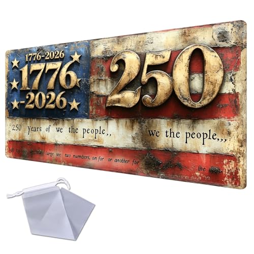 1776 Metal Flag Desk Mat for TCG Playmat - USA 250th Anniversary Commemorative Edition, 1776-2026 Patriotic Card Game Mat, Anti-Slip Desk Pad Large Gaming Playmat Compatible with MTG - color: 1776 Metal Flag Desk, size: 35" x 20" Regular