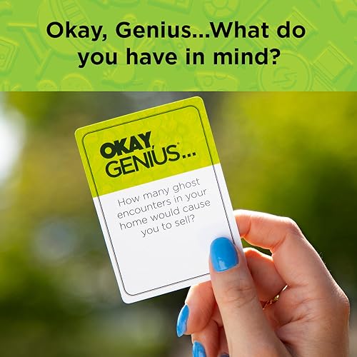 Okay, Genius… Fun Family Game Night Card Game for Teens, Friends & Home - Share Your Opinions on Ridiculous Topics - What Do You Have in Mind?! - for Ages 14 & Up | Opinion guessing game, 300 prompt cards, dry erase board and marker, 50-sheet response pad