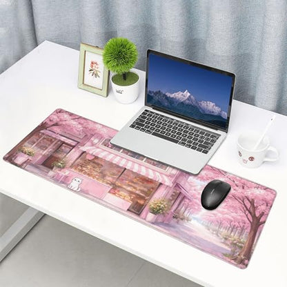 Dessert House Gaming Mouse Pad Extended Large Mouse Mat 31.5 X 11.8 Inch Nonslip Rubber Base Long Desk Pad Stitched Edges Mousepad Mice Pad for Office Home Game - color: Dessert House