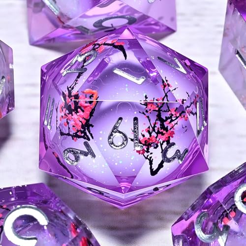 Dungeons and Dragons dice Set DND, polyhedral D&D Resin dice Set, Suitable for Role-Playing dice Game RPG Pathfinder DND dice Set - color: Ls-plum Purple