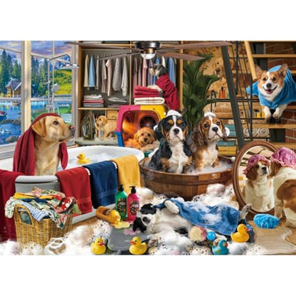 HUADADA-Puppy Bath Time-Jigsaw Puzzles for Adults 1000 Pieces, Interlock Perfectly No Dust, Impossible Difficult Hard Fun 1000 Piece Jigsaw Puzzles for Adults-1:1 Poster - color: Puppy Bath Time