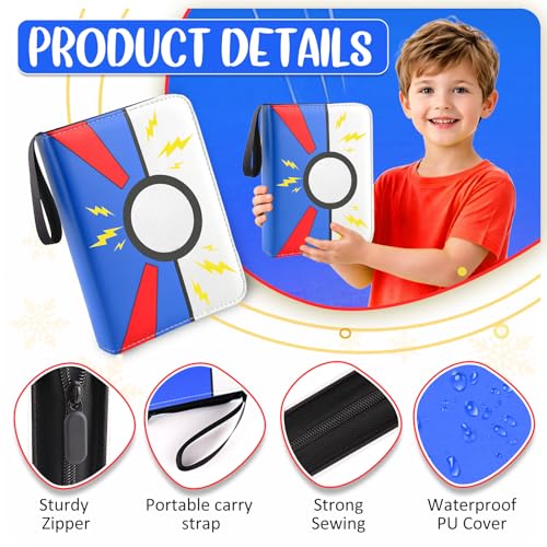 Collectible Trading Card Albums, 400 Card Holders with 50 Removable Sleeves, Portable 4 Pockets Collectible Trading Card Binder, PU Card Collection Binder for MTG, TCG, Sport Card, Game Cards - color: COBALT BLUE