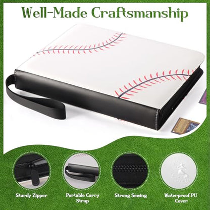 POKONBOY 9 Pocket Baseball Card Binder for 900 Cards, Trading Card Binder Collection Album Holder with Sleeves for Football Sports Games Cards - color: Baseball