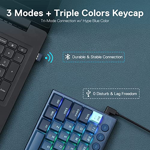 Redragon K632 PRO 60% Wireless RGB Mechanical Keyboard, BT/2.4Ghz/Wired Tri-Mode Ultra-Thin Low Profile Gaming Keyboard w/No-Lag Connection, Dedicated Media Control & Linear Red Switch