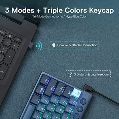Redragon K632 PRO 60% Wireless RGB Mechanical Keyboard, BT/2.4Ghz/Wired Tri-Mode Ultra-Thin Low Profile Gaming Keyboard w/No-Lag Connection, Dedicated Media Control & Linear Red Switch