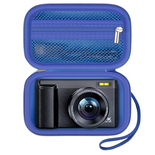 Digital Camera Case for Travelers & Vloggers, Case Only, Blue | Fit up to 5.1 x 2.9 x 1.8", Hard Shell, Mesh Pocket for SD Cards and Cable, Compact Size for Bags, Campus Trips and Daily - color: Blue