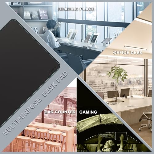 CENNBIE Leather Desk Mat - 31.4" x 19.6" Computer Desk Pad (Black) | Premium stitched edges resist wear. Easy to clean. Protects desk from spills, stains ,scratches. Smooth glide. Office & home. - color: Black, size: 19.6" x 31.4"