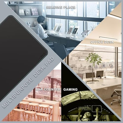 CENNBIE Leather Desk Mat - 31.4" x 19.6" Computer Desk Pad (Black) | Premium stitched edges resist wear. Easy to clean. Protects desk from spills, stains ,scratches. Smooth glide. Office & home. - color: Black, size: 19.6" x 31.4"