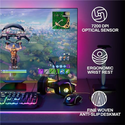 6-Piece Codebreakers RGB Gaming Bundle – Mechanical Keyboard, RGB Mouse & XL Mousepad USB Hub, Gaming Headset w/Stand, Light Strip – PC Game Accessories for Desktop & Laptop
