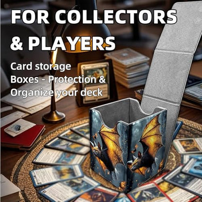 for MTG Deck Box, Trading Card Storage Case Holds 100+ Sleeved Cards, Bat with Glowing Wings Magnetic Closure Durable Deck Holder for Magic The Gathering, TCG & Commander - color: Bat with Glowing Wings