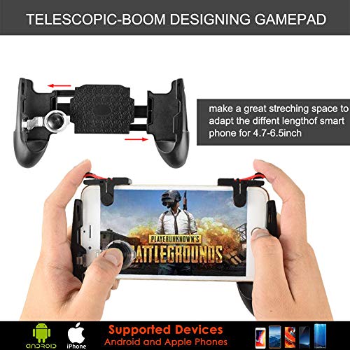 Newseego for Mobile Game Controllers, Finger Triggers for Mobile Phone, Sensitive Shoot Controller Joysticks Gamepad for Rules of Survival/PUBG (3 in 1 Portable Gamepad + 1 Pair Finger Triggers + Phone Joysticks Replacement Set)