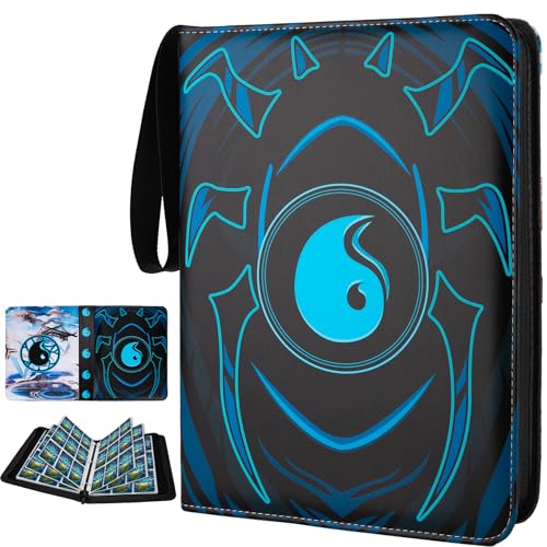 9 Pocket Card Binder for MTG/YGO/PTCG/Game Cards, Holds 900 Cards,Premium Card Collector Book for TCG Players,Toys Gifts for Kids(Blue) - color: Blue
