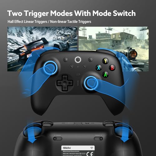 8Bitdo Ultimate 2 Wireless 2.4G Controller (Black) | For Windows PC, Apple, Steam & Android, TMR Joystick, Star-Ring RGB Lights, Adjustable Trigger Locks, Charging Dock Included - color: Black