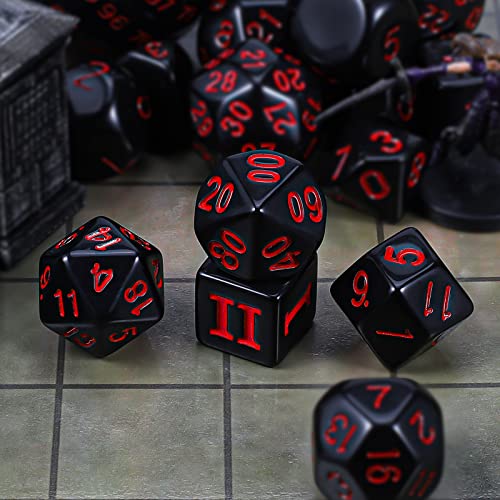 CiaraQ DND Polyhedral Dice Set (15pcs) D4-D100 Game Dice with Dice Bag | Acrylic Role Playing Dice for Dungeons and Dragons MTG Table Games (Black & Red) - color: Black & Red