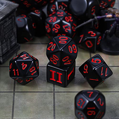 CiaraQ DND Polyhedral Dice Set (15pcs) D4-D100 Game Dice with Dice Bag | Acrylic Role Playing Dice for Dungeons and Dragons MTG Table Games (Black & Red) - color: Black & Red