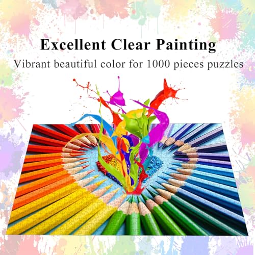 Puzzles for Adults 1000 Pieces Jigsaw, Pencils Letter on Back Fit Well Dust-Free Unique Shape Full Size Poster 27.5"x19.6" - color: Pencils