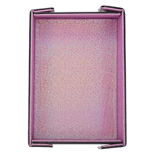 Dice Tray PU Leather Mat Magnetic Folding Dice Rolling Tray Holder Laser Gradient Rectangle Storage Box Perfect for DND Table Games & Entryway & Nightstand Organizer (Light Purple) - color: Light Purple