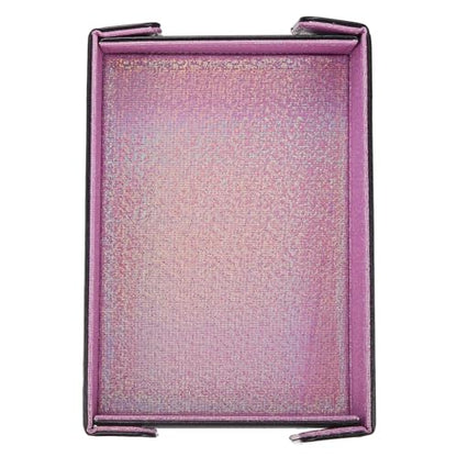 Dice Tray PU Leather Mat Magnetic Folding Dice Rolling Tray Holder Laser Gradient Rectangle Storage Box Perfect for DND Table Games & Entryway & Nightstand Organizer (Light Purple) - color: Light Purple
