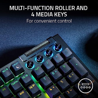 Razer BlackWidow V4 Mechanical Gaming Keyboard: Green Switches Tactile & Clicky - Chroma RGB - 6 Macro Keys - Magnetic Wrist Rest - Doubleshot ABS Keycaps - Roller & Media Keys - Snap Tap
