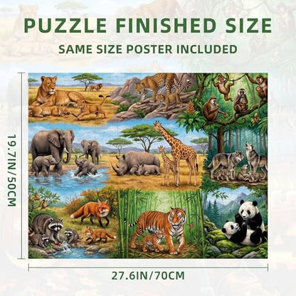 Nattork Jigsaw Puzzles 1000 Pieces for Adults, Families (Animal Family) Pieces Fit Together Perfectly - color: Animal Family