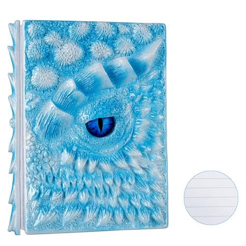 3D Dragon Eye Embossed Journal,Resin Engraving Notebook,Dnd notebook for Dragon Lovers ，Blank Paper,Hardcover Travel Notepad for Writing,Sketchbook,Collection,Gift,Decoration A4 and A5 Size (A5-Ice dragon-Lined) - color: A5-Ice dragon-Lined