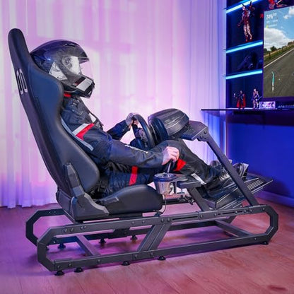 VEVOR Gaming Racing Wheel Stand, Compatible with Logitech G923/G920/G29 & Thrustmaster T248P, Heavy-Duty Adjustable Steering Wheel Stand Cockpit, 330 lbs Capacity, Compact for Sim Racing - style: Small Base without Wheels