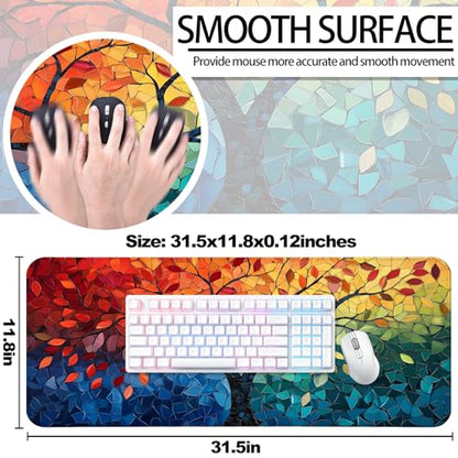 Fantasy Tree of Life Gaming Desk Mat, Computer Keyboard Large Extended Long Abstract Mouse Pad for Office and Home, XL (W04) - color: W04